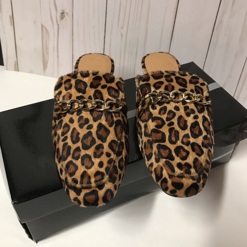 Leopard Slides size 6 1/2 in box NWT leopard mules